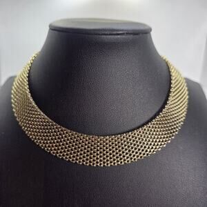 Mesh Choker Necklace INC International Concepts Wide Goldtone Statement Jewelry